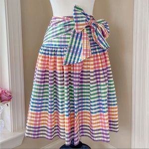 J. Crew Tie-Front Skirt in Rainbow Gingham Size 8